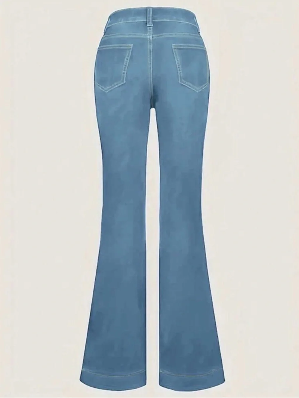 High-Rise Light Blue Flare Jeans with Double Front Pockets - Picture 5 of 5